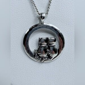 Silpada HTF Brushed Sterling Silver FOREVER FRIENDS Two Cats Pendant & 16” Chain